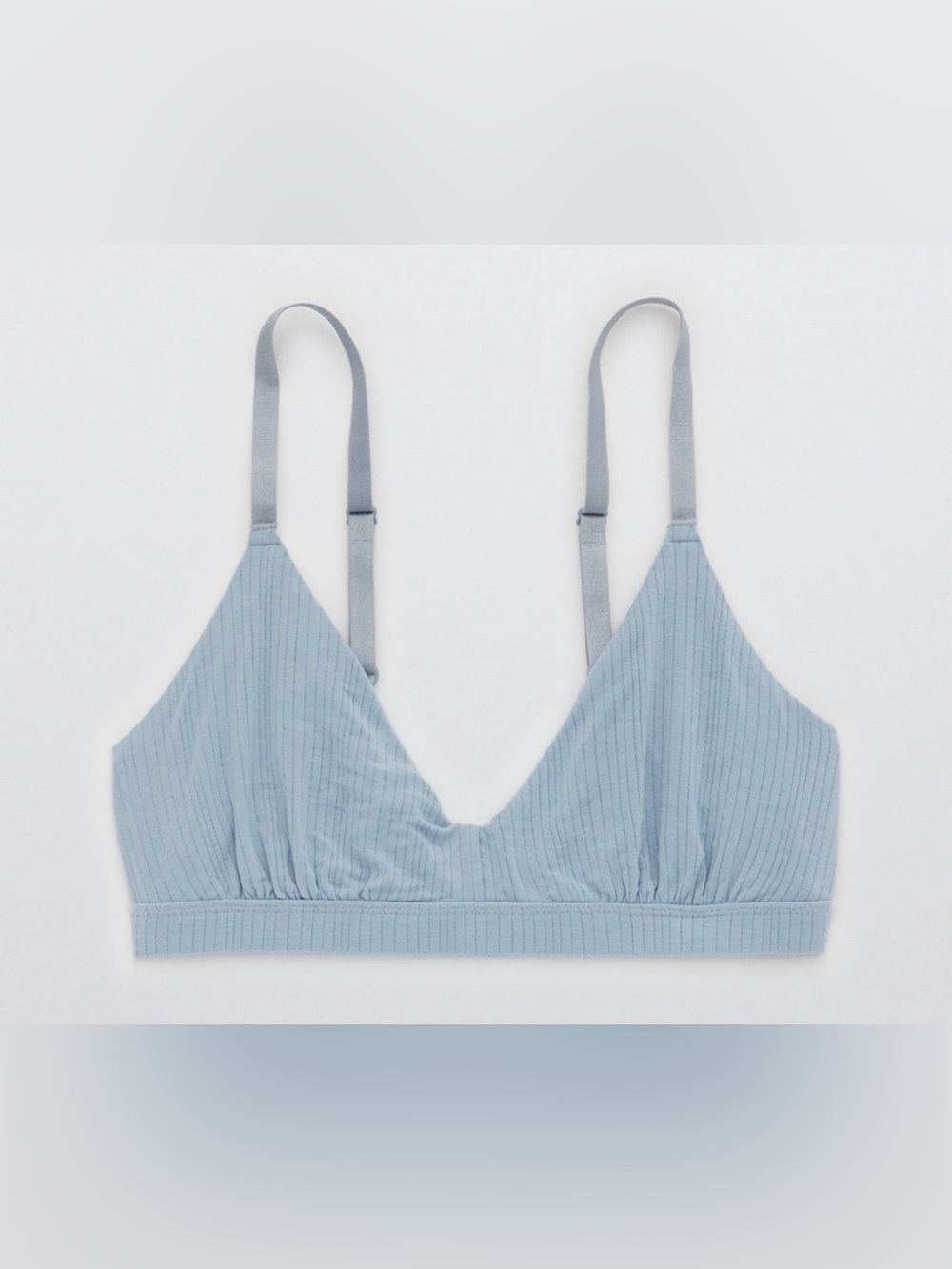NWT Aerie Modal Ribbed Triangle Bralette - Eyelet Blue Size S